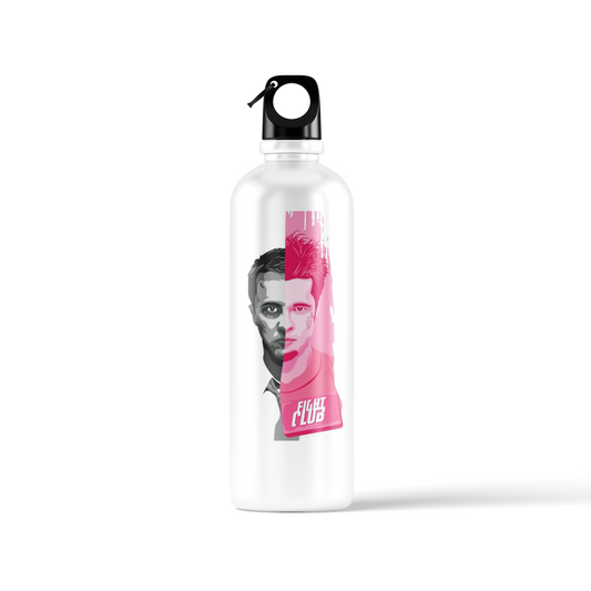 Fight Club water bottle with split-face design of Edward Norton and Brad Pitt