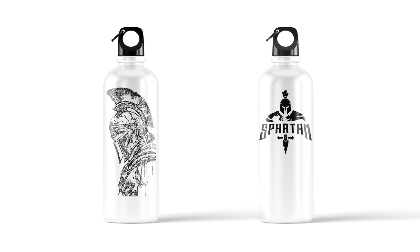 Spartan Warrior sublimation water bottle – 500ml, featuring Spartan helmet and warrior design by Stick-On