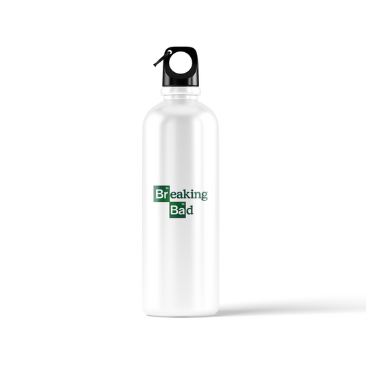 Breaking Bad sublimation water bottle – 500ml, featuring Breaking Bad logo and Jesse Pinkman artwork design by Stick-On