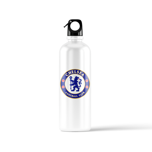 Chelsea FC sublimation water bottle – 500ml, featuring Chelsea crest and We’ve Won It All design by Stick-On