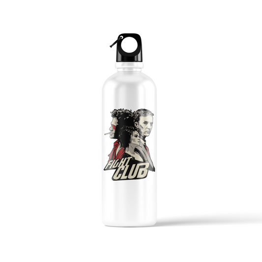 Fight Club sublimation water bottle – 500ml, featuring character artwork and Fight Club rules design by Stick-On