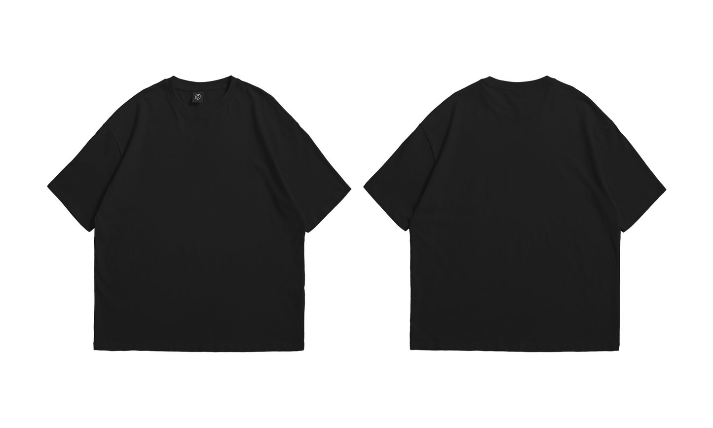 Solid Black Drop Shoulder T-Shirt