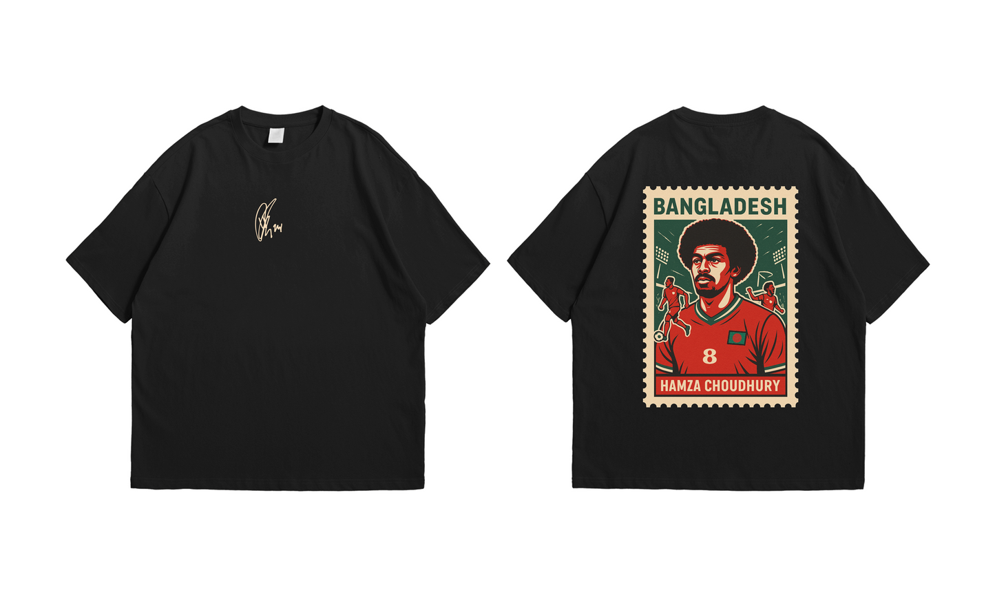 Hamza Choudhury Bangladesh National Team Oversized Drop Shoulder Tee – Black