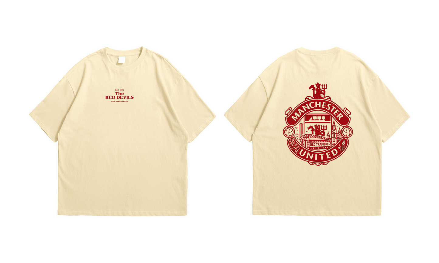 Manchester United Red Devils Oversized Drop Shoulder Tee – Cream