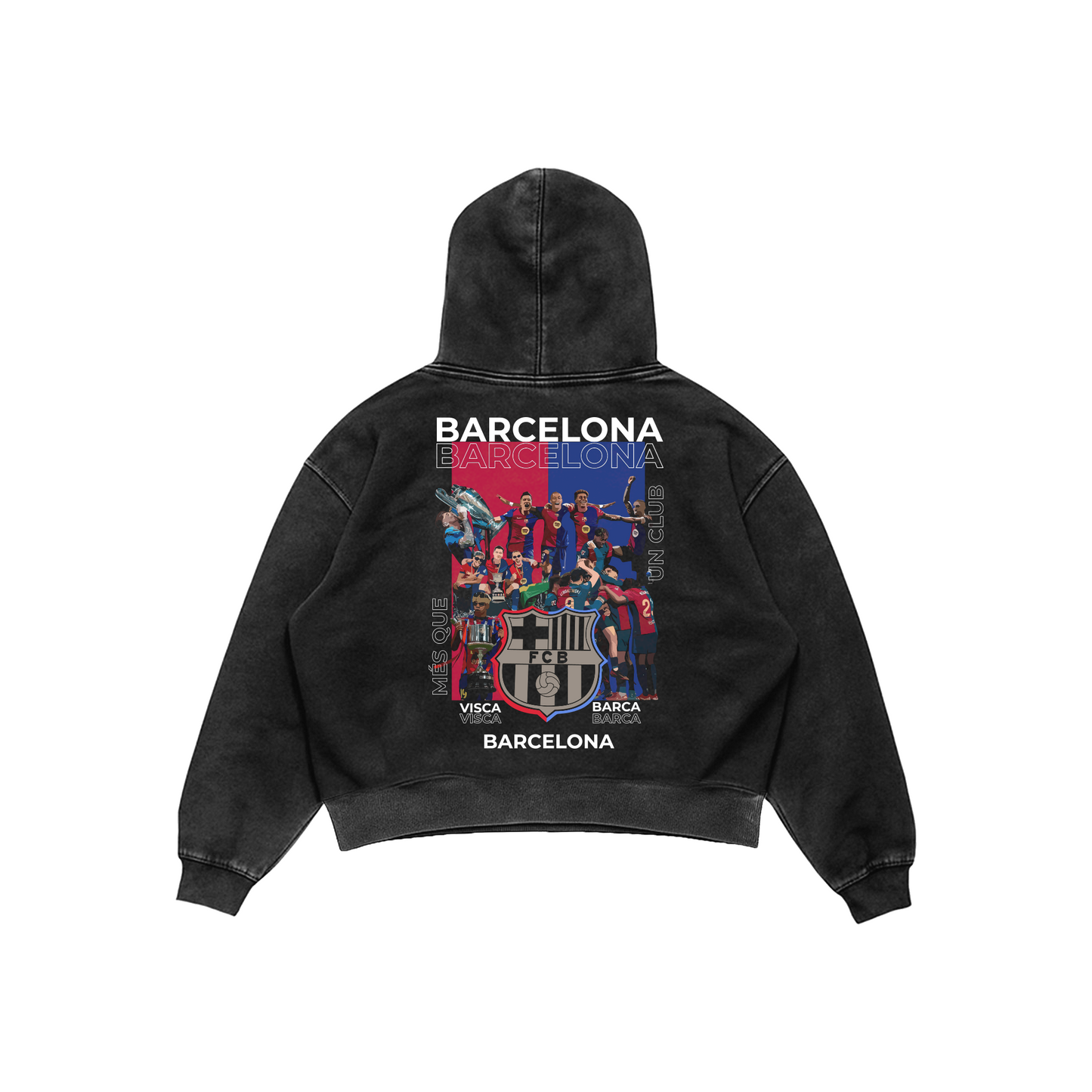 FC Barcelona Acid Wash Hoodie – “Més Que Un Club” Champions Edition