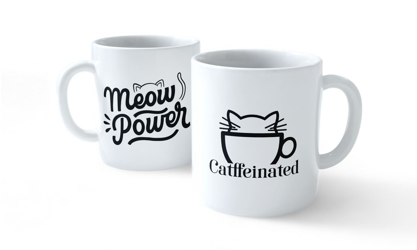 Meow Power & Catffeinated Cat Mug Set