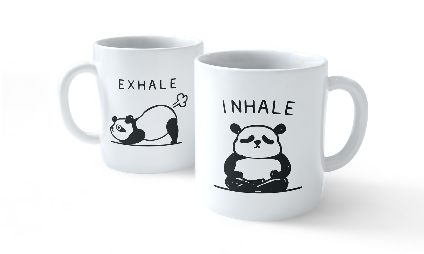 Panda Yoga Mug – Inhale & Exhale Meditation Design
