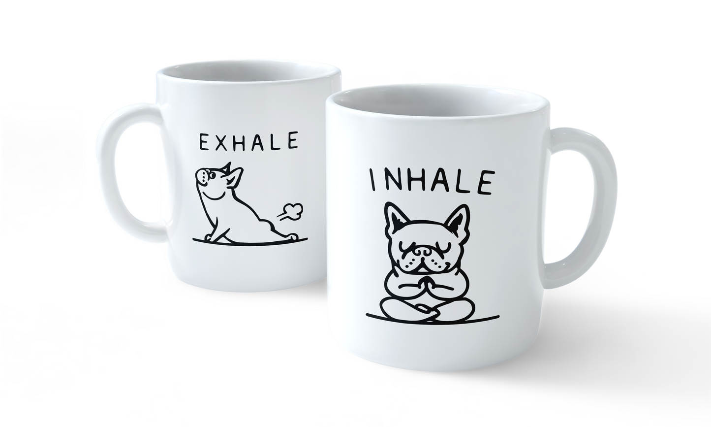 Inhale Exhale Dog Mug – Funny Yoga Coffee Cup