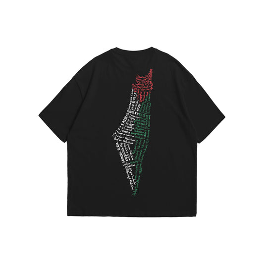 "Palestine Map Typography" Solidarity T-Shirt