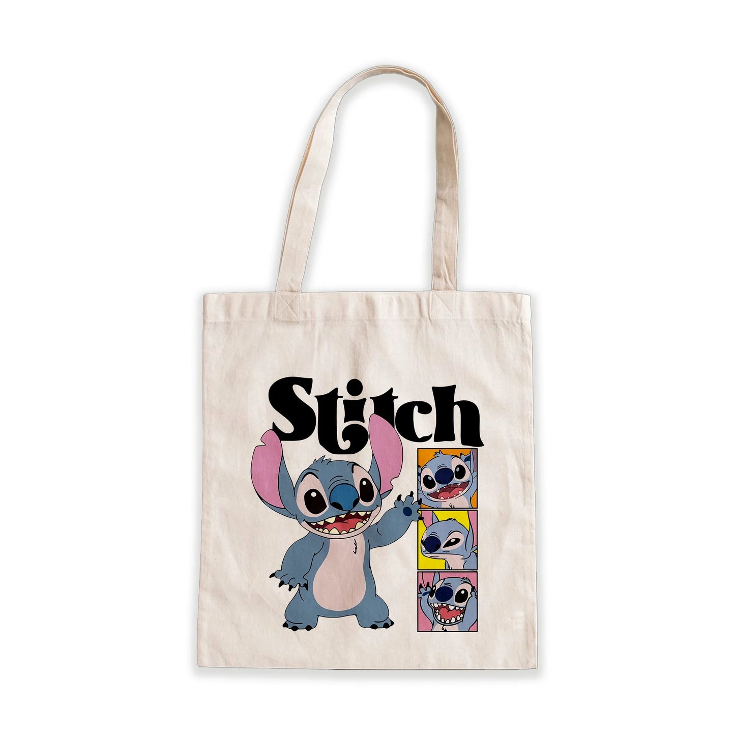 Stitch Tote Bag – cute Disney cartoon character design on beige canvas bag, Stick-On Accessories Collection
