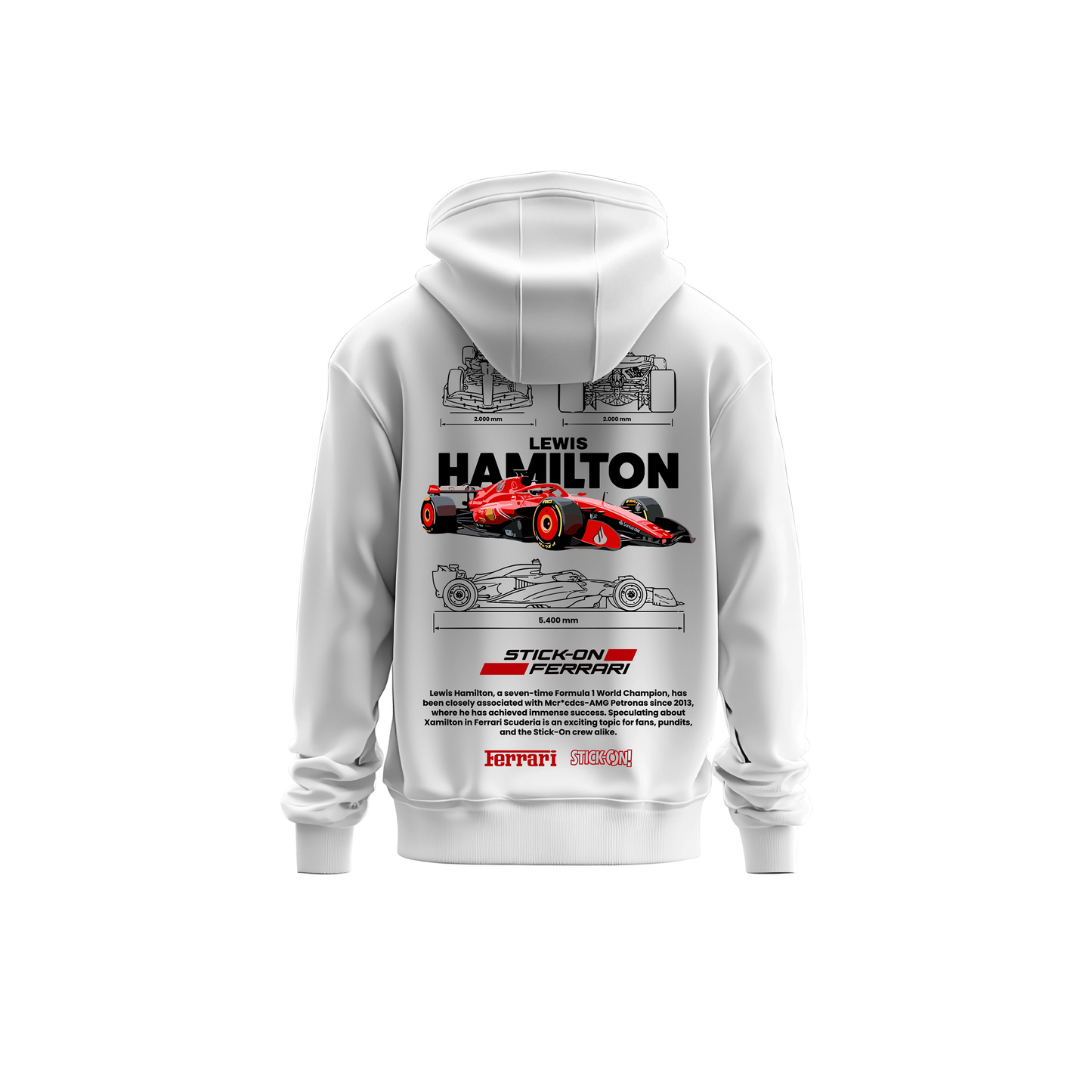 Lewis Hamilton Ferrari Hoodie – White Edition F1 Collection