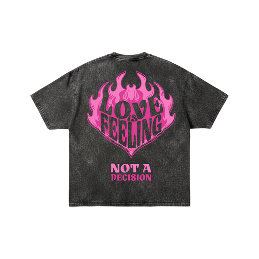 "Love is a Feeling" Acid Wash Graphic T-Shirt