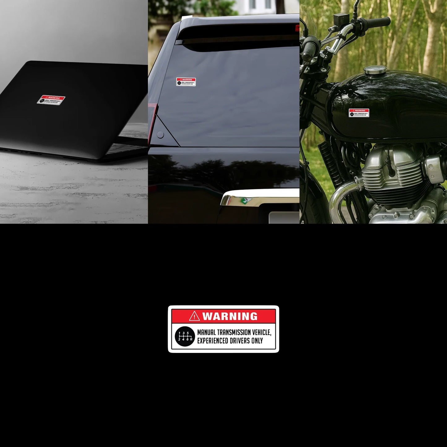 "Warning: Manual Transmission" Vehicle Sticker