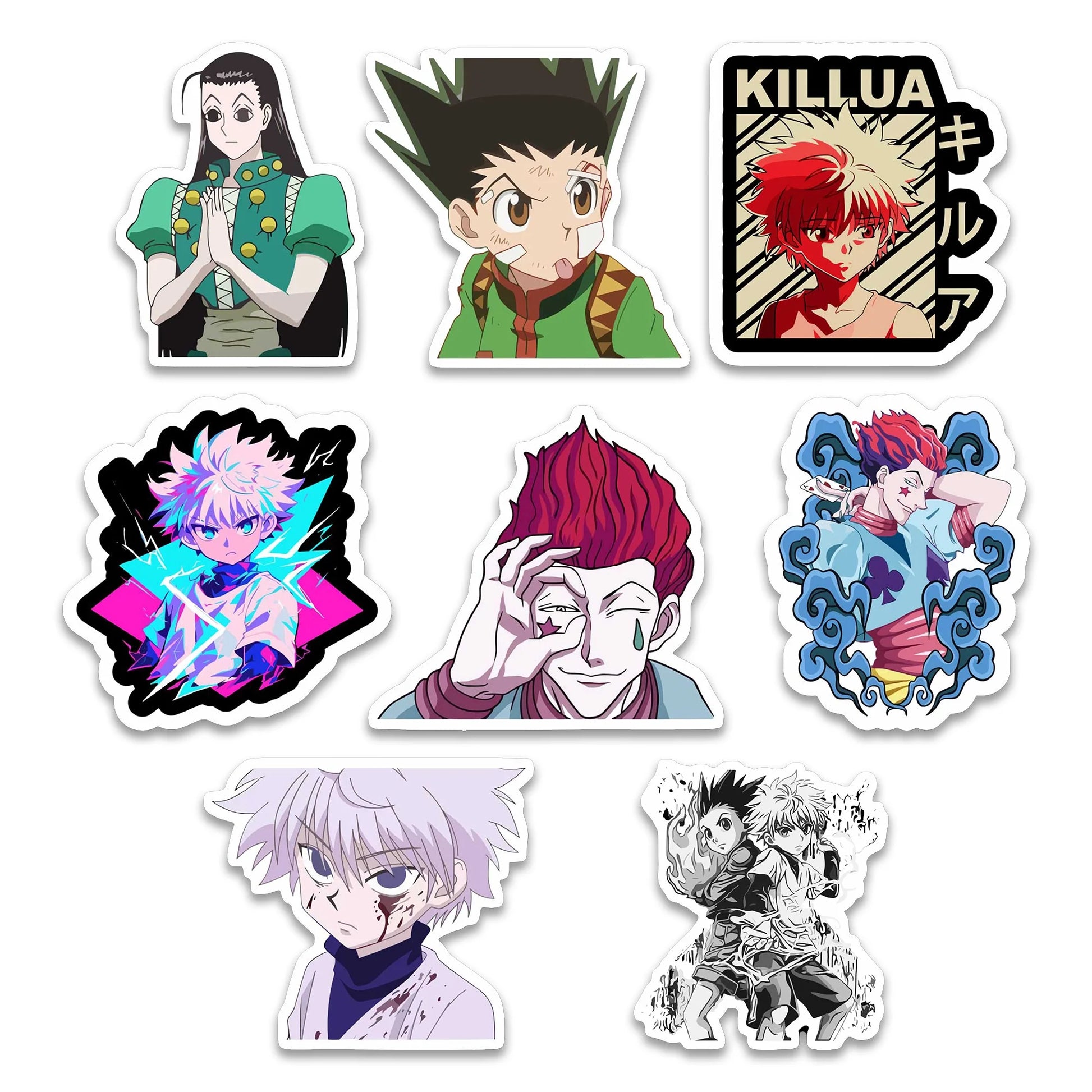 Hunter x Hunter Sticker Pack – Gon, Killua, Hisoka anime stickers, Stick-On Nen Power Collection