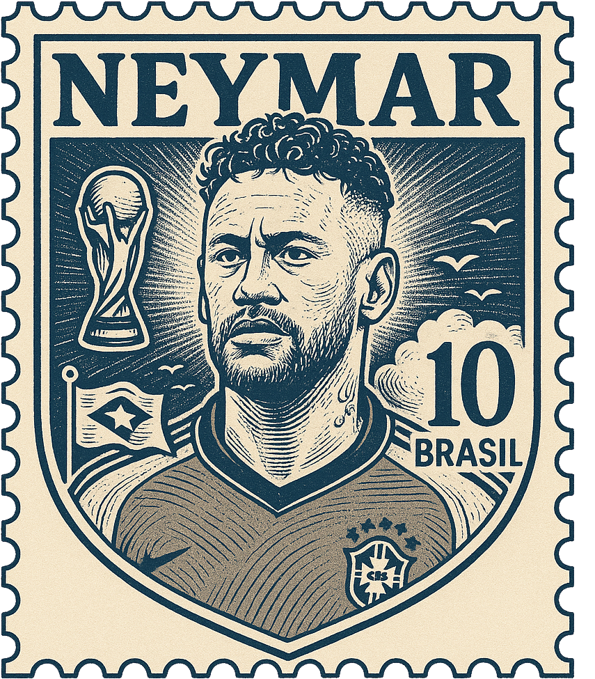 Neymar Brazil Stamp Oversized Drop Shoulder Tee – Black