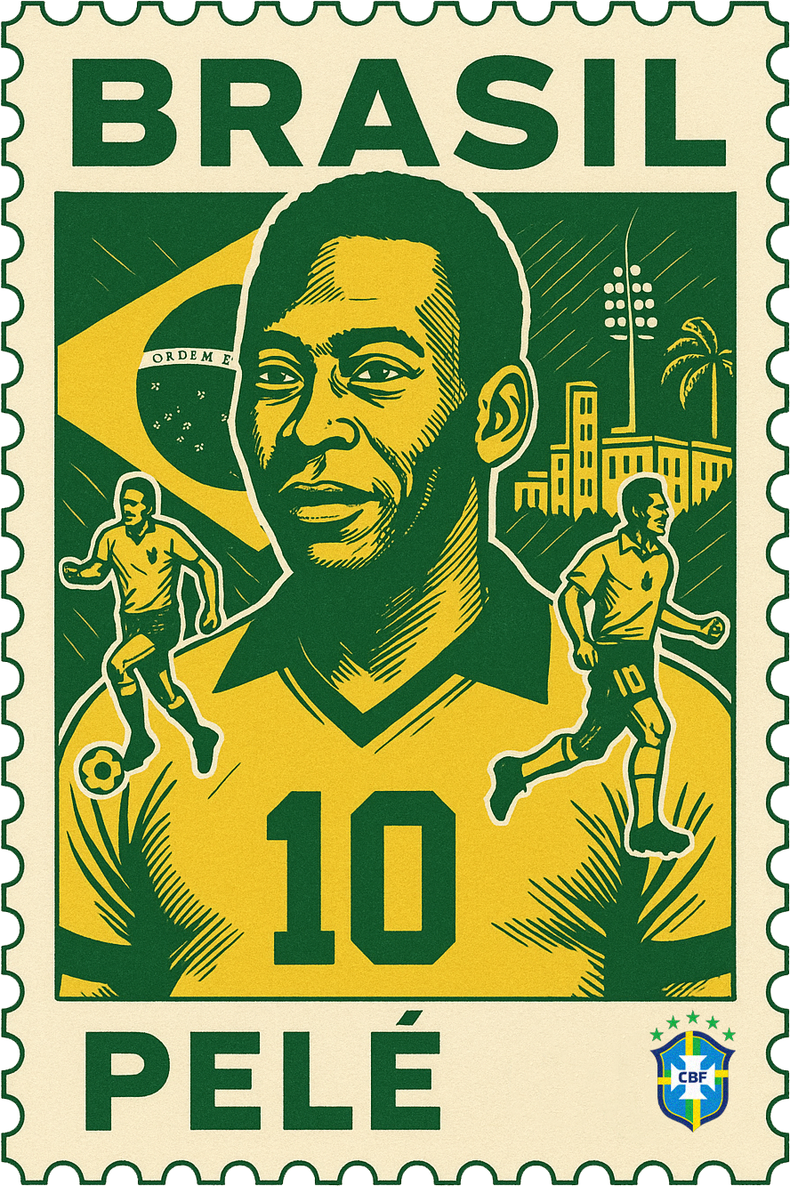 Pelé Brazil Stamp Oversized Drop Shoulder Tee – Black