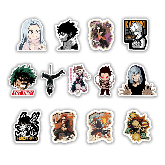 My Hero Academia Sticker Pack – Deku, Bakugo, Todoroki, Uravity, Eraserhead anime stickers, Stick-On U.A. Heroes Collection