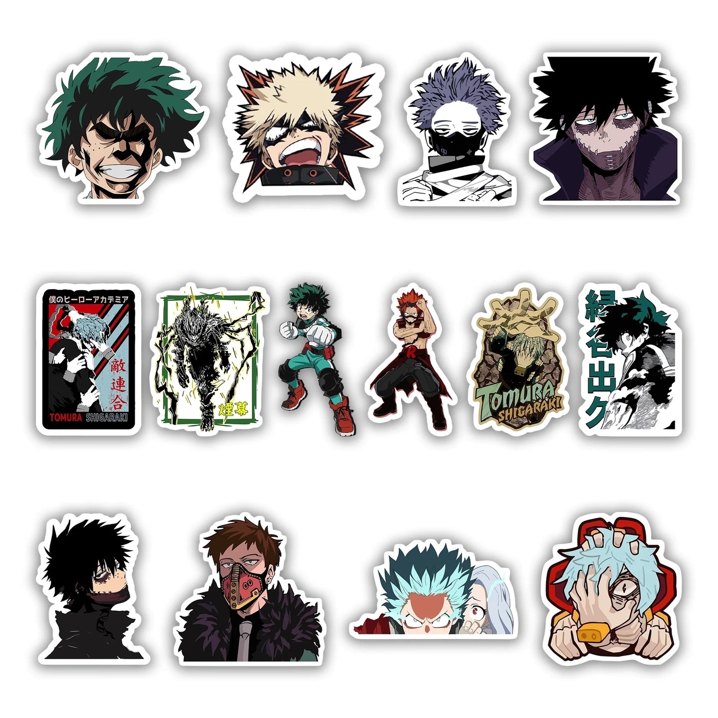 My Hero Academia Sticker Pack – Deku, Bakugo, Dabi, Shigaraki anime stickers, Stick-On Heroes vs Villains Collection
