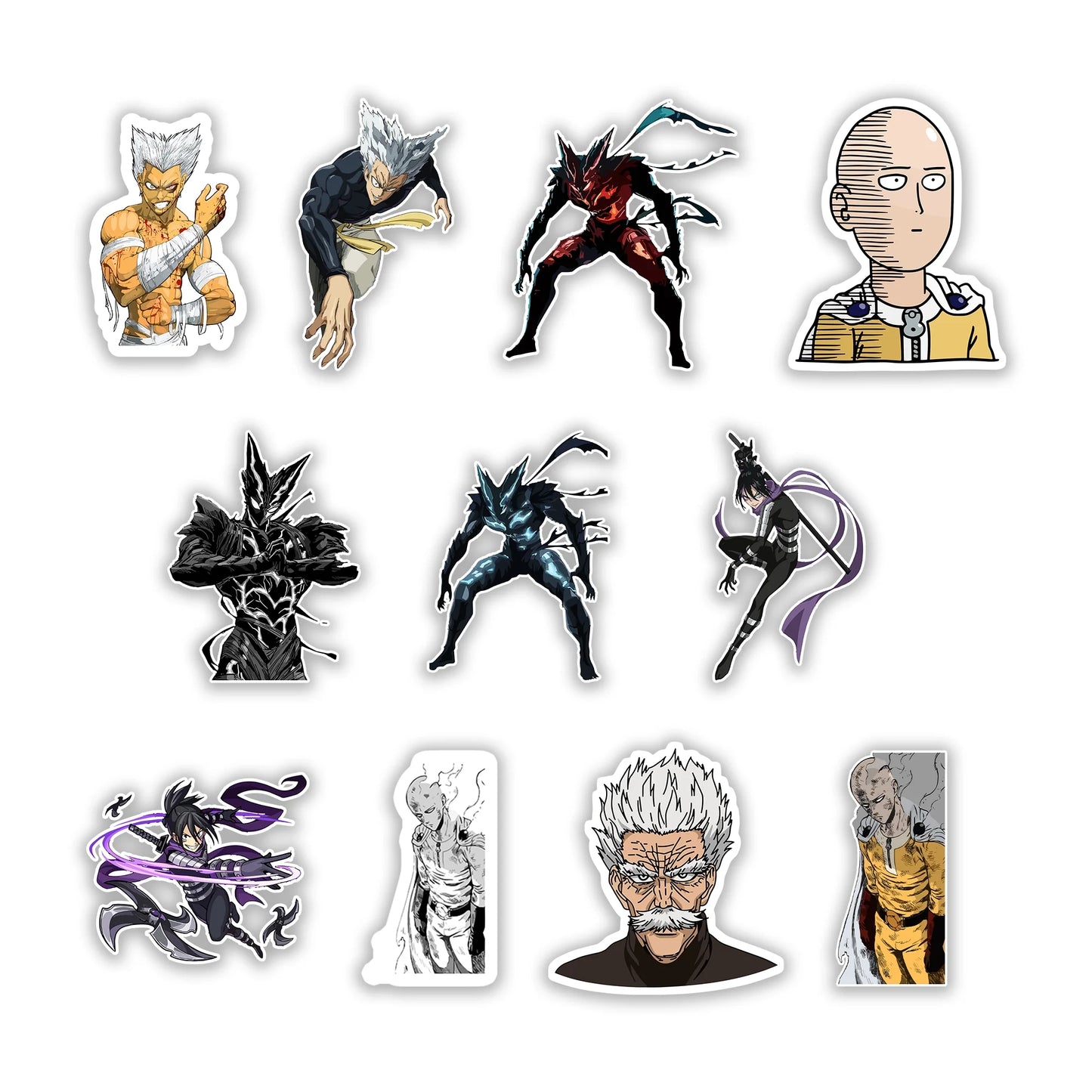 One Punch Man Sticker Pack – Saitama, Garou, Genos anime stickers, Stick-On Hero Hunter Collection