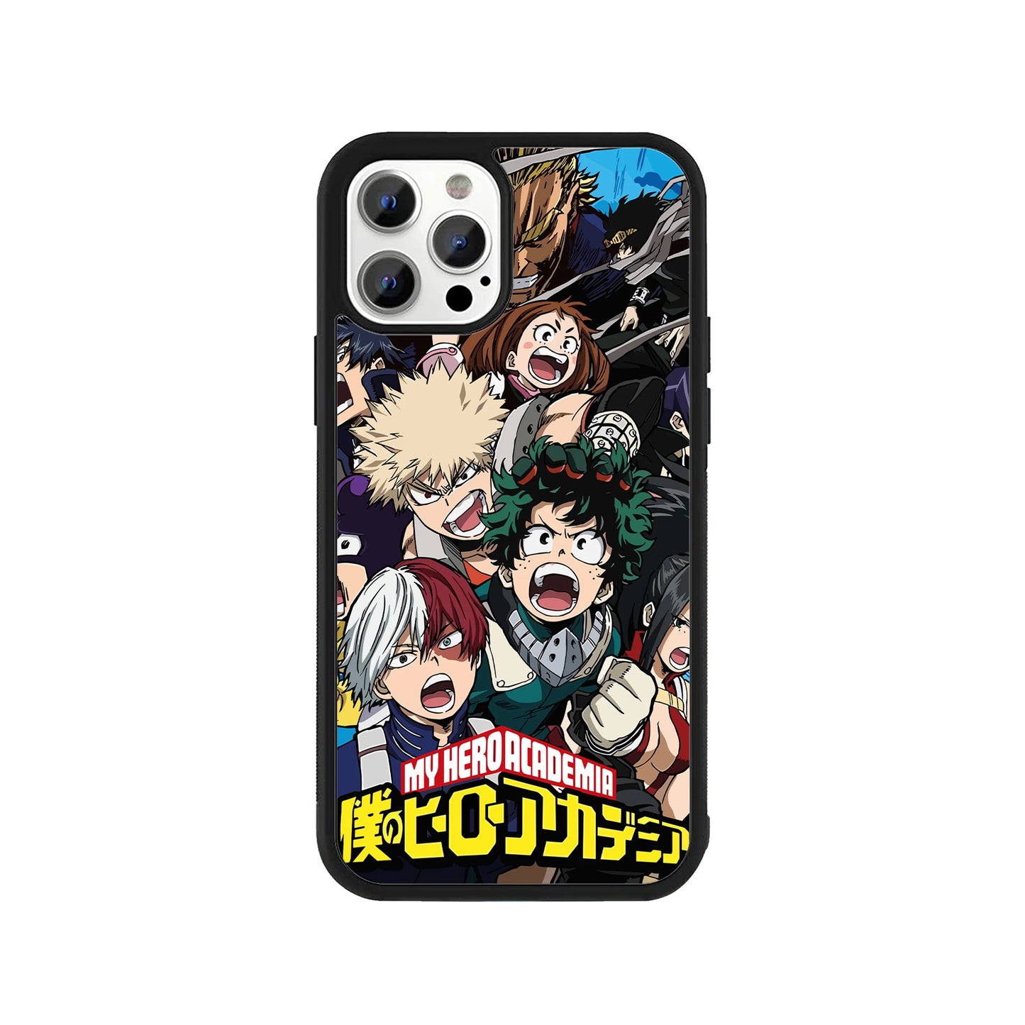 My Hero Academia phone case – anime hero squad design with Deku, Bakugo, and Todoroki, Stick-On anime collection