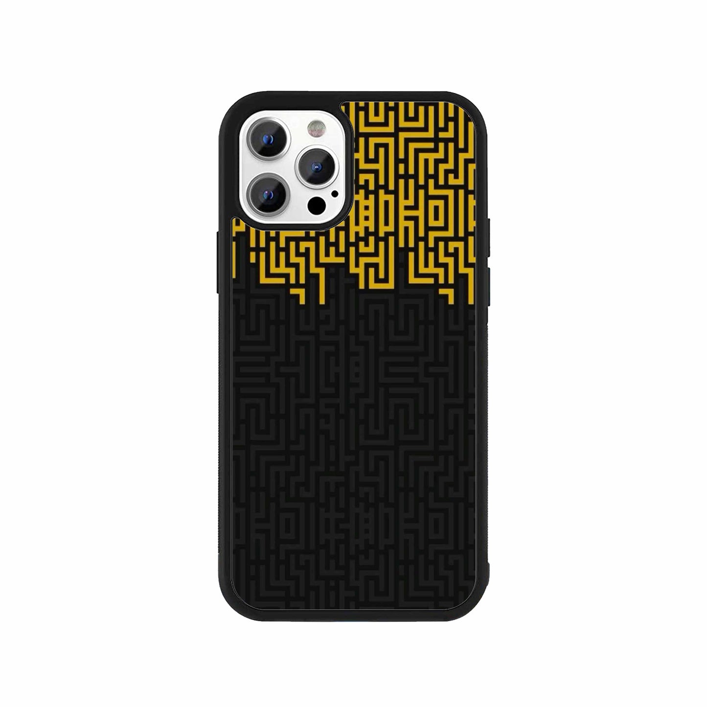Geometric maze black & gold phone case by Stick-On
