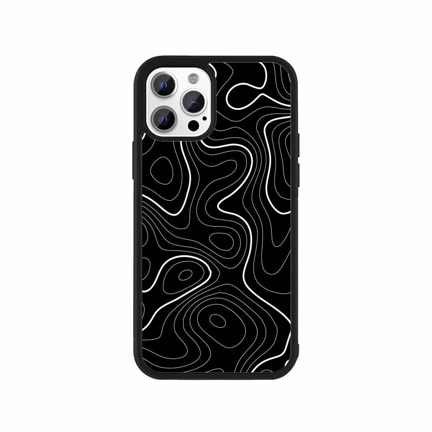 Abstract black & white topographic pattern phone case by Stick-On