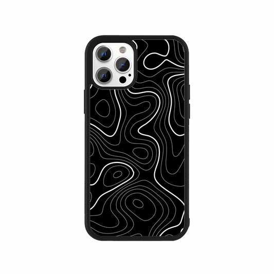Abstract black & white topographic pattern phone case by Stick-On