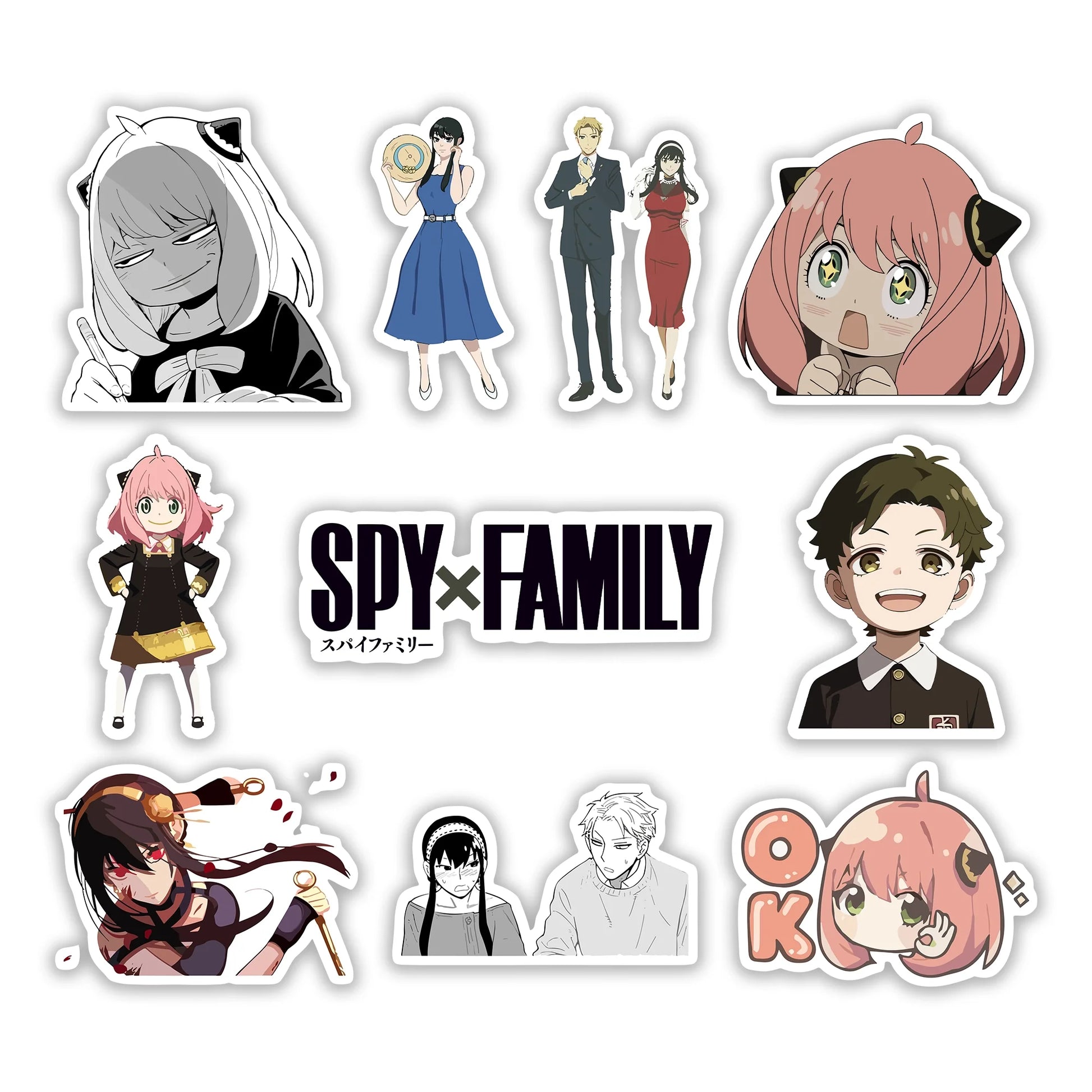 Spy x Family Sticker Pack – Anya, Loid, Yor Forger anime stickers, Stick-On Forger Family Collection