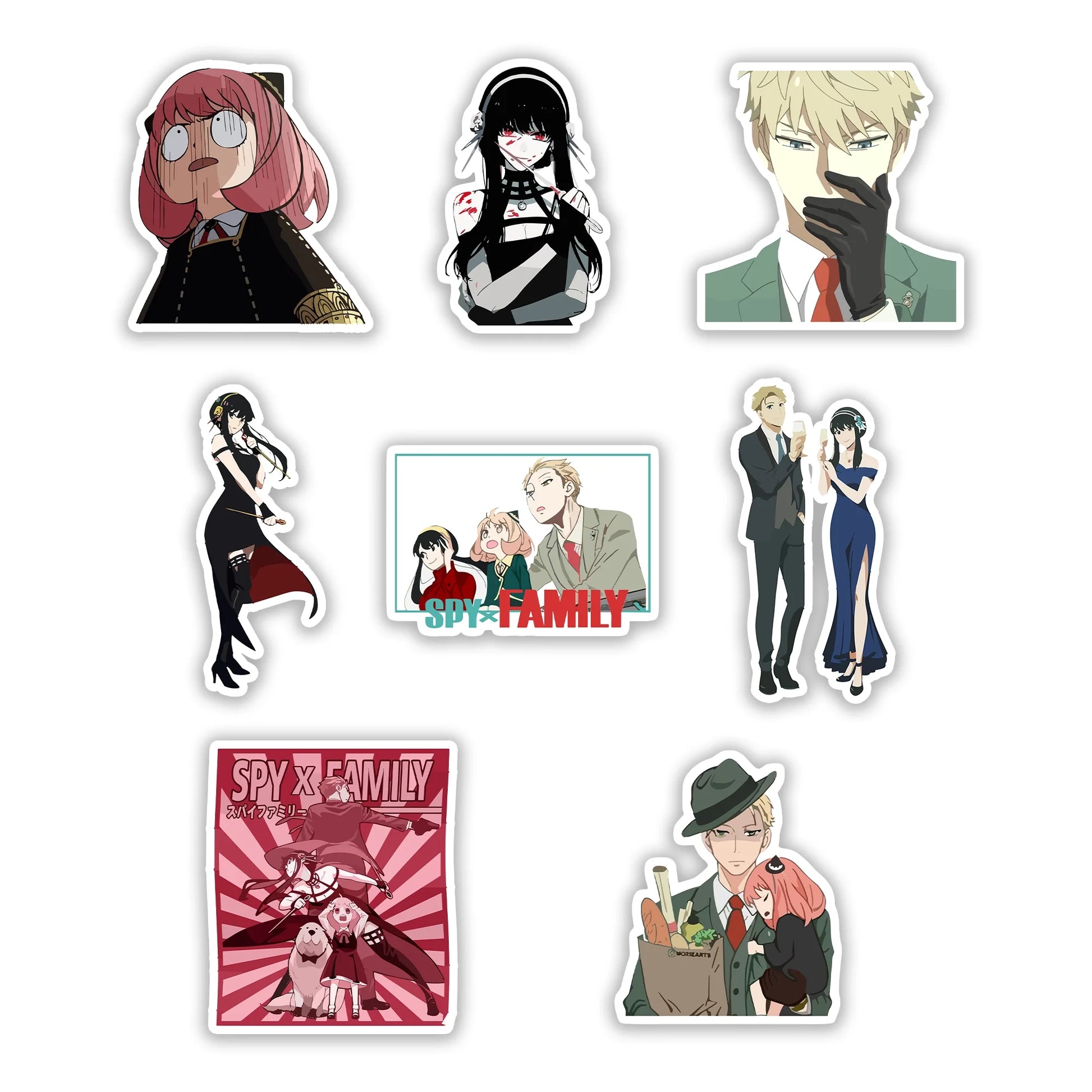 Spy x Family Sticker Pack – Loid, Yor, Anya Forger anime stickers, Stick-On Secret Mission Collection