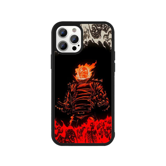 Phone case featuring Ghost Rider with flaming skull and red hellfire - Marvel comic cover by Stick-On Limited.
