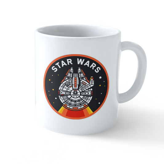 Star Wars Mug – Darth Vader Coffee logo and Millennium Falcon design by Stick-On