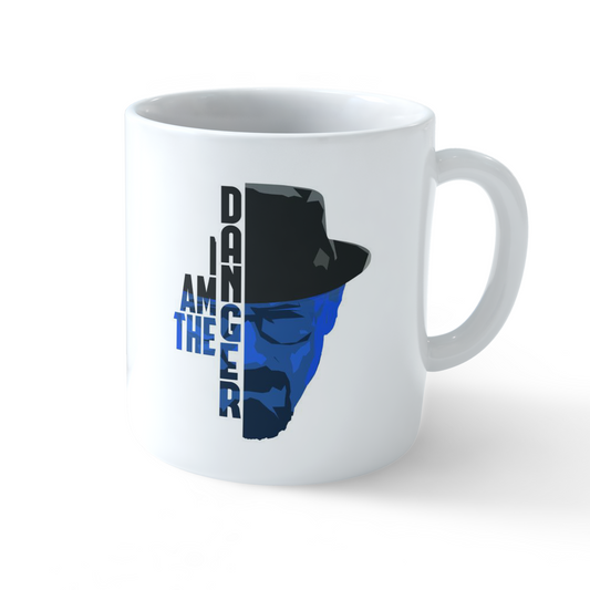 Breaking Bad “I Am The Danger” mug – Heisenberg silhouette in blue with bold typography by Stick-On