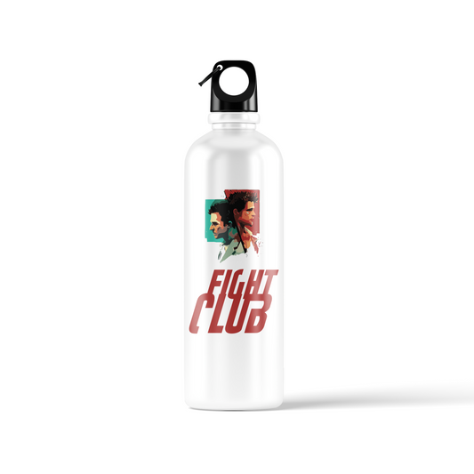 Fight Club sublimation bottle featuring silhouette and pink fist illustration
