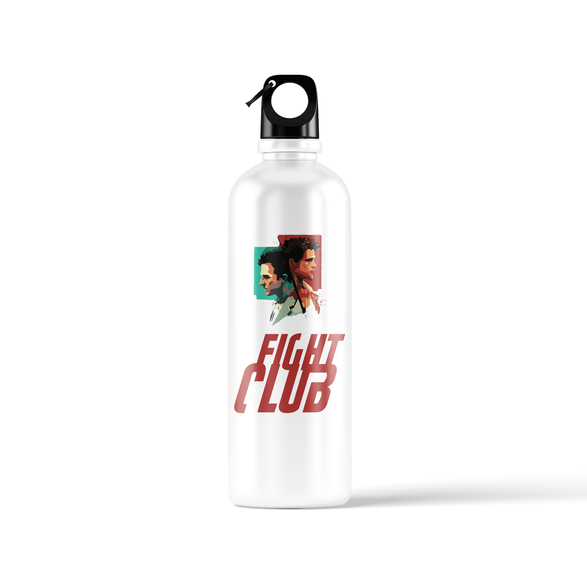 Fight Club sublimation bottle featuring silhouette and pink fist illustration