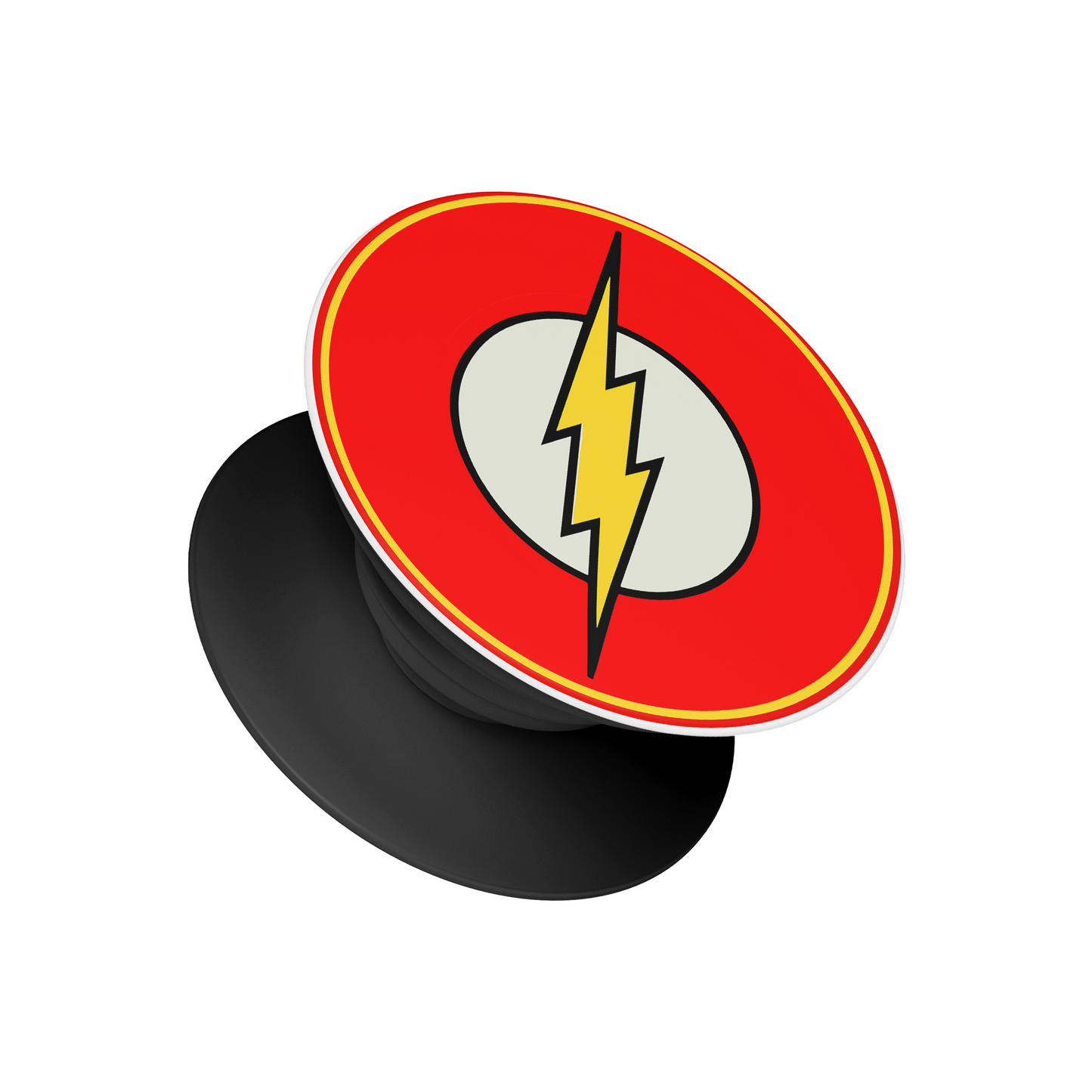 The Flash pop socket – red and yellow lightning bolt superhero phone grip, Stick-On accessory