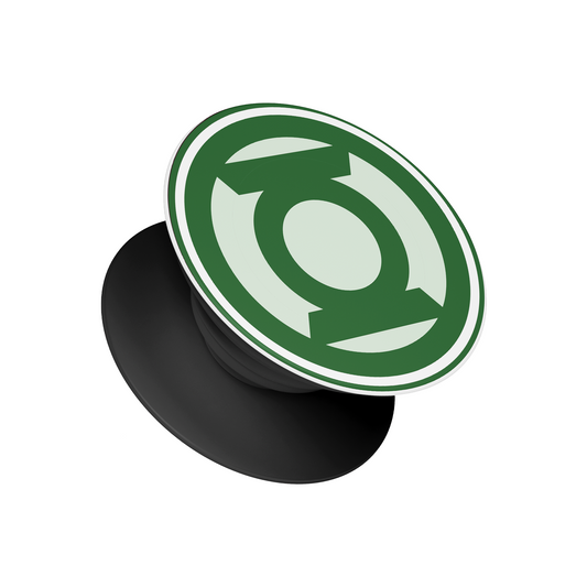 Green Lantern pop socket with emerald superhero emblem, Stick-On mobile phone grip and stand
