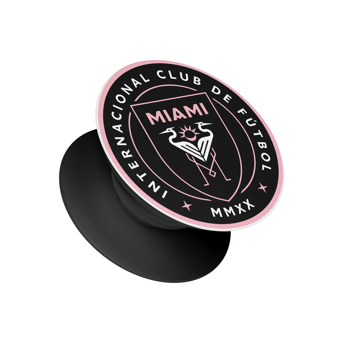 Inter Miami CF Pop Socket – Black and pink MLS football club phone grip | Stick-On mobile holder