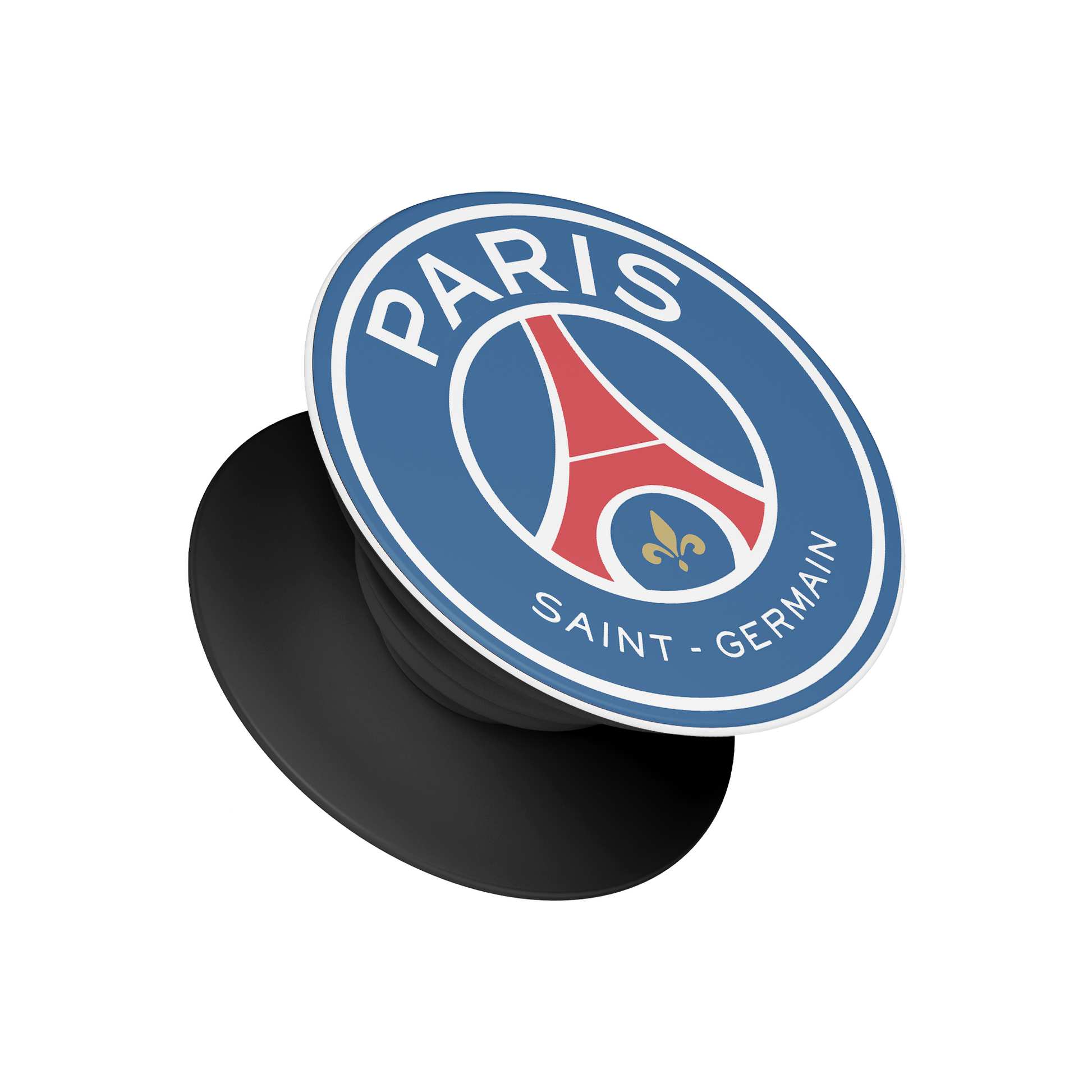 PSG pop socket featuring Paris Saint-Germain club logo, Stick-On phone grip and stand