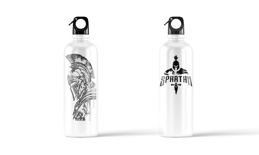 Spartan Warrior sublimation water bottle – 500ml, featuring Spartan helmet and warrior design by Stick-On