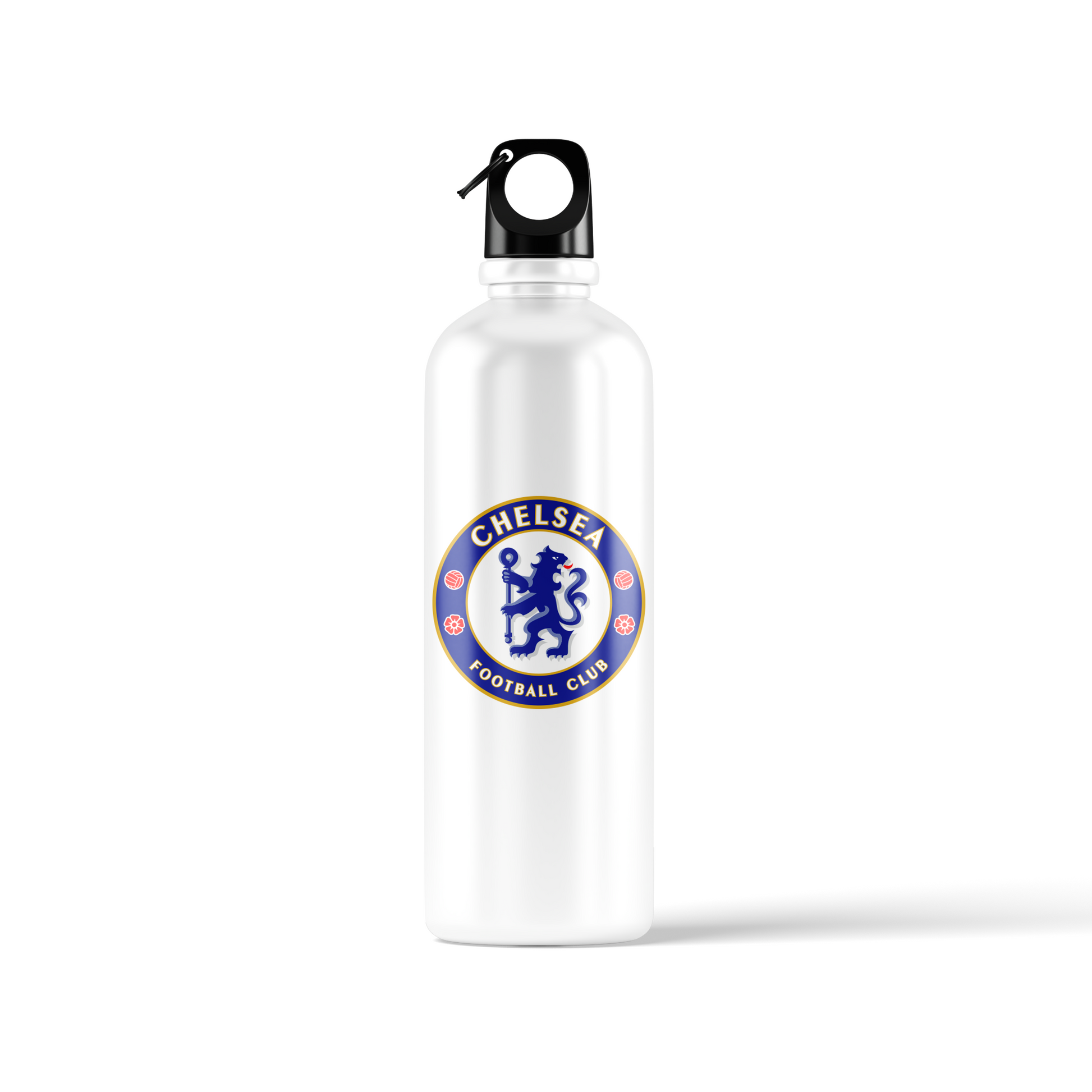 Chelsea FC sublimation water bottle – 500ml, featuring Chelsea crest and We’ve Won It All design by Stick-On