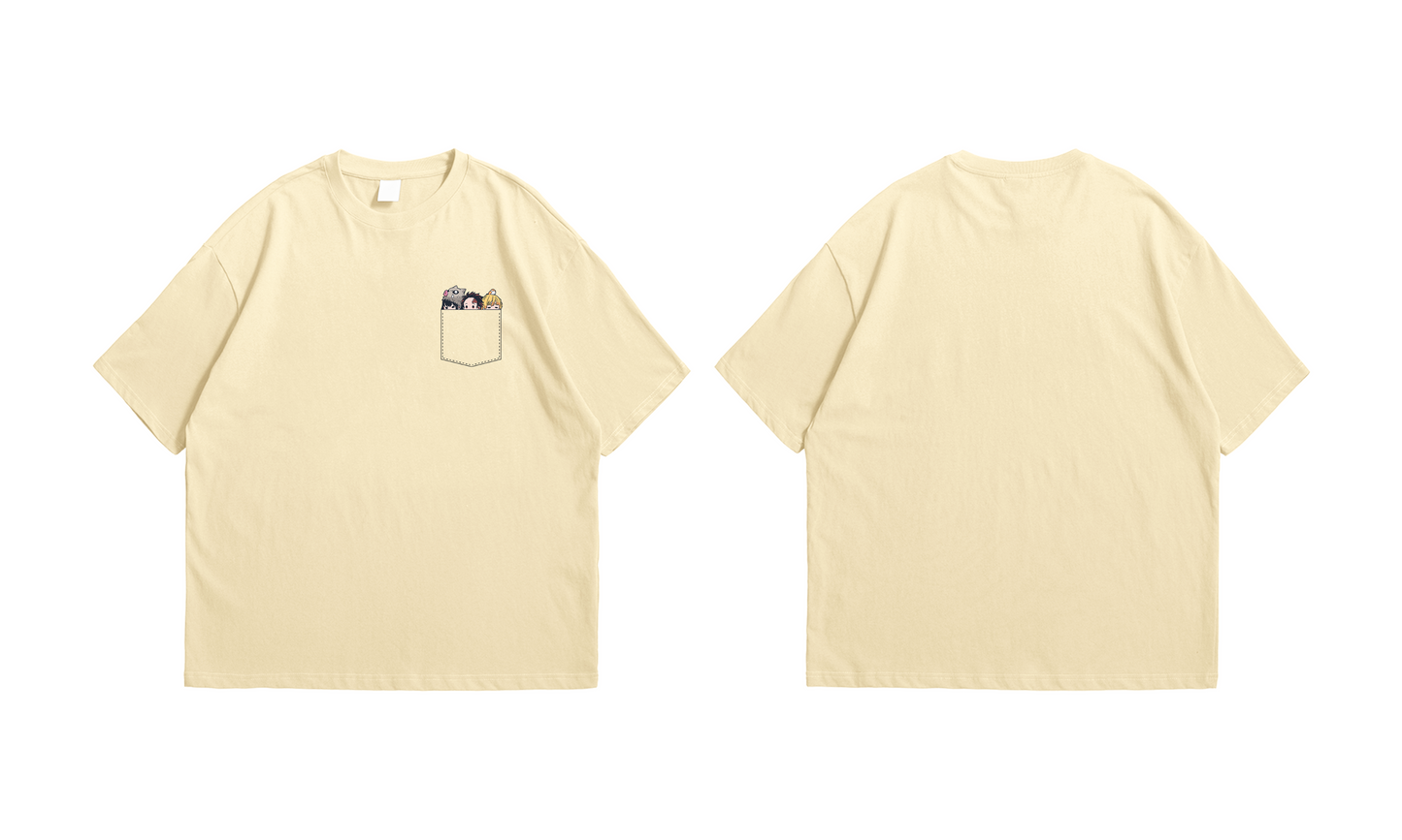 Demon Slayer Pocket Oversized T-Shirt – Beige Edition