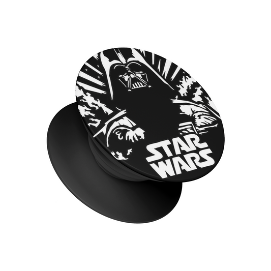 Star Wars Darth Vader Pop Socket – black and white phone grip and stand featuring Darth Vader design by Stick-On