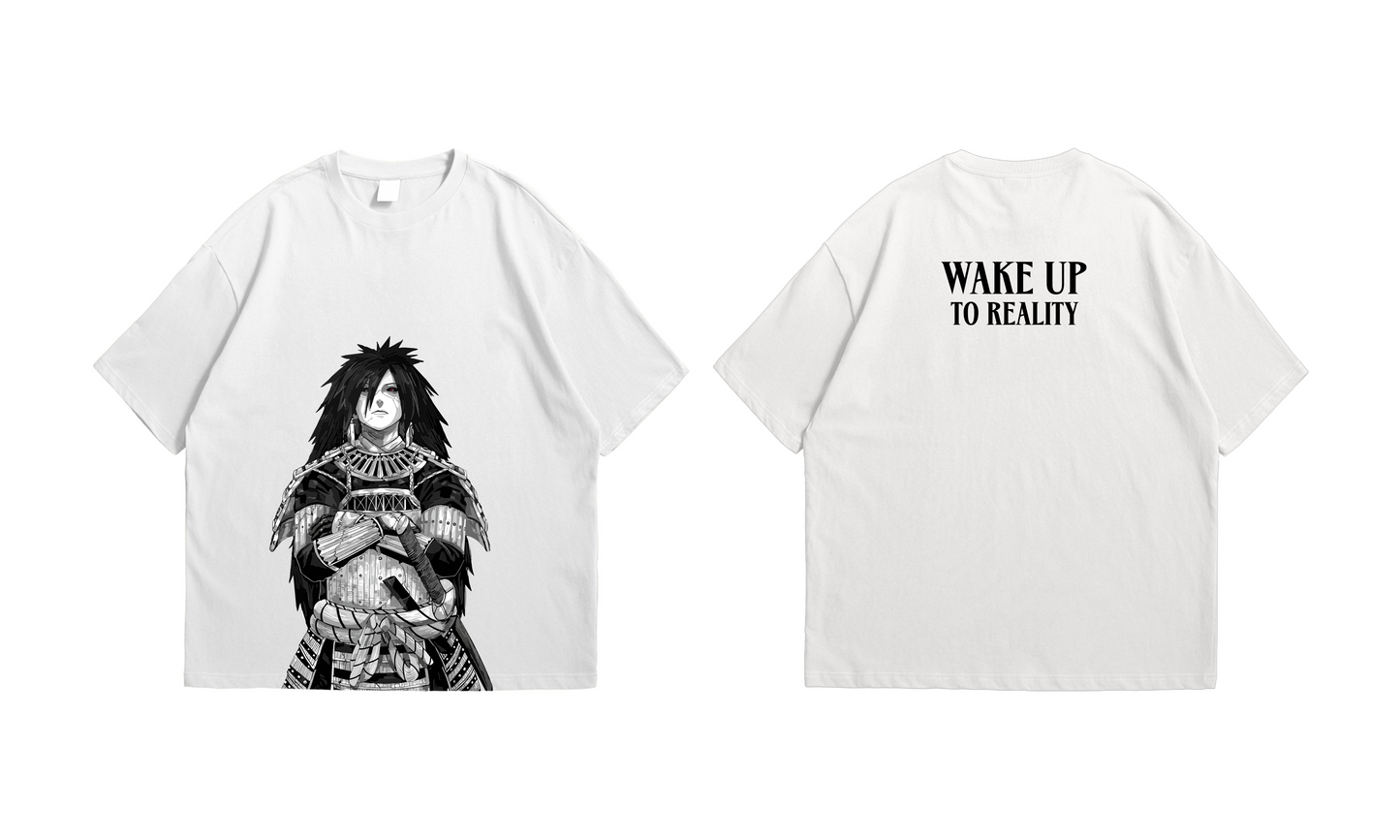 Madara Uchiha “Wake Up to Reality” Oversized T-Shirt – White Edition
