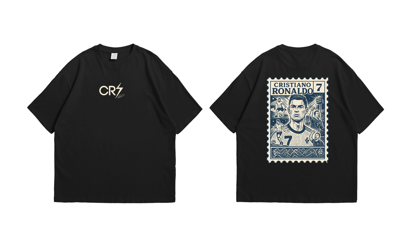 Cristiano Ronaldo CR7 Stamp Oversized Drop Shoulder Tee – Black