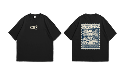 Cristiano Ronaldo CR7 Stamp Oversized Drop Shoulder Tee – Black