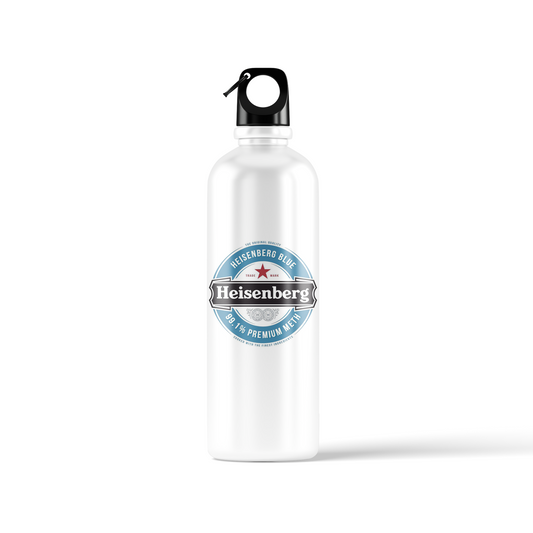 Breaking Bad Heisenberg Water Bottle – Walter White design with "I Am the One Who Knocks" quote, Stick-On Collection