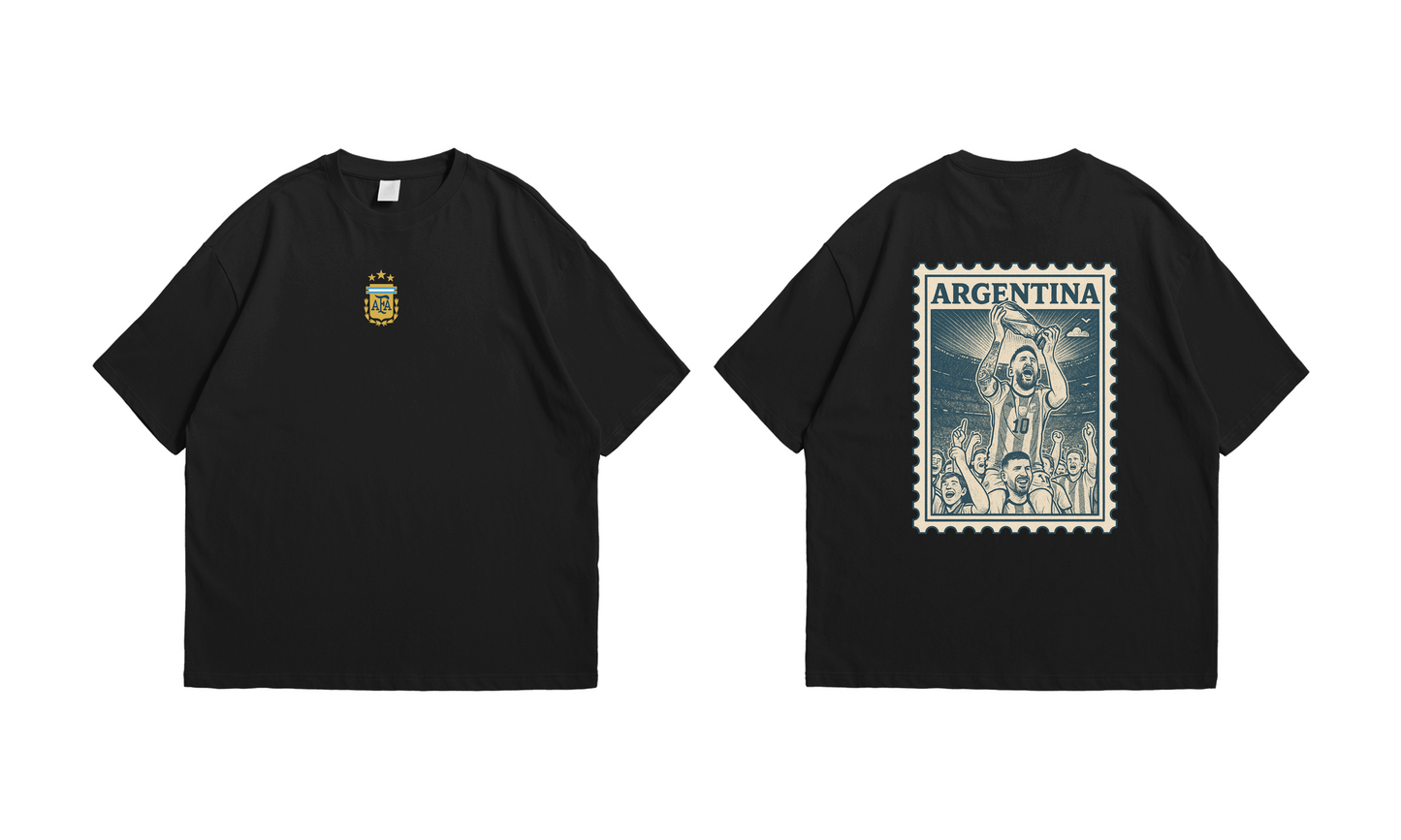 Argentina World Cup Champions Oversized Drop Shoulder Tee – Black