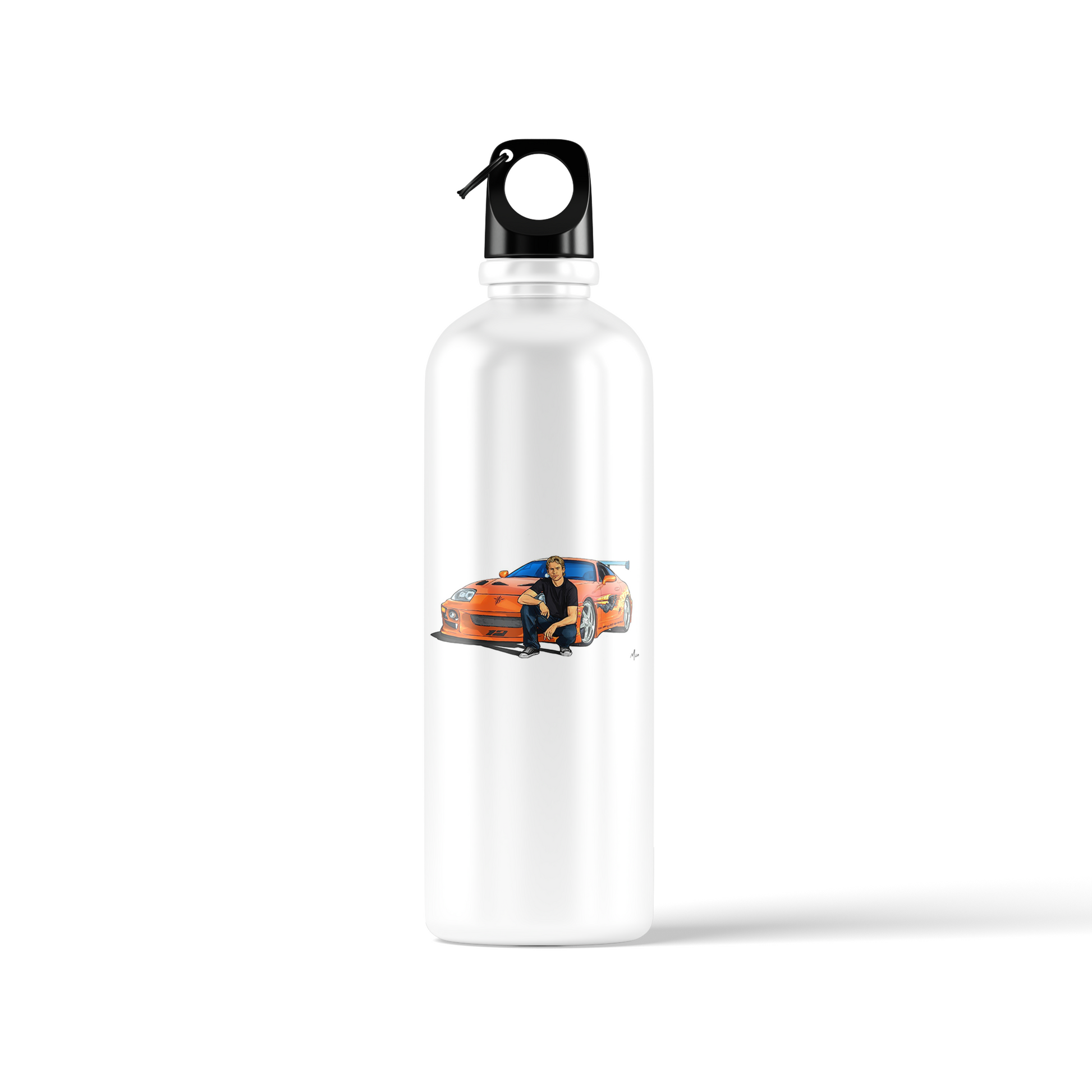 Paul Walker Tribute Water Bottle – Orange Supra design and Paul Walker signature on a 500ml Stick-On bottle
