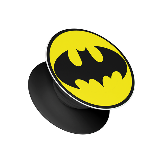 Batman Logo Pop Socket – Yellow and black superhero emblem phone grip, Stick-On accessories