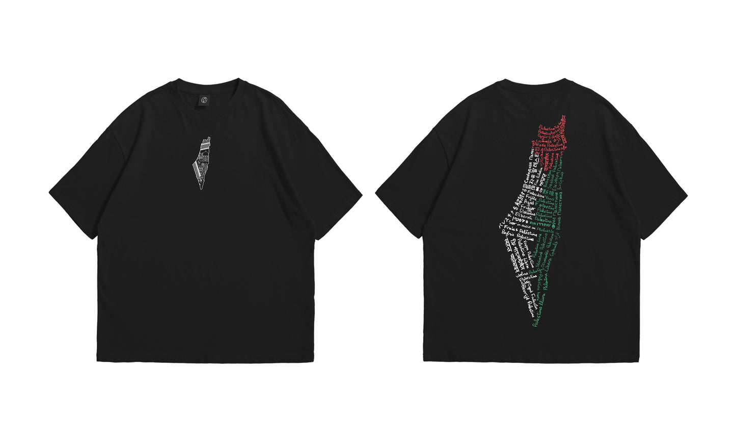 "Palestine Map Typography" Solidarity T-Shirt